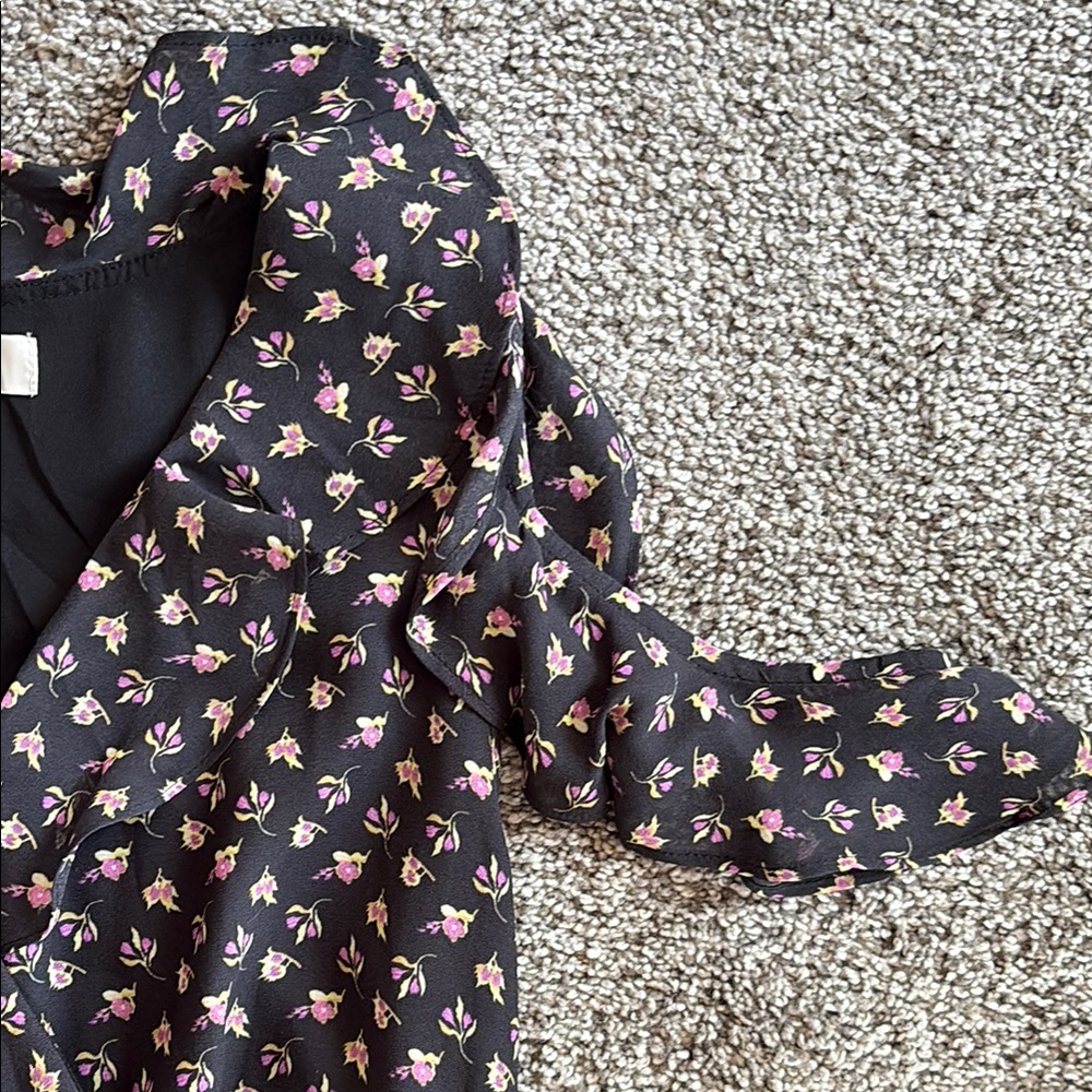 Black Floral Women's Dress - Picture 3 of 5
